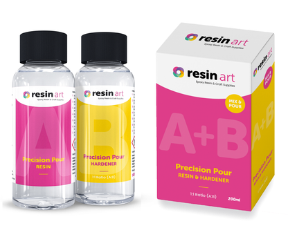 Resin Art® Precision Pour Epoxy Resin Crystal clear, bubble-free, and heat-resistant. Perfect for jewellery, coasters, table tops, and coatings.
