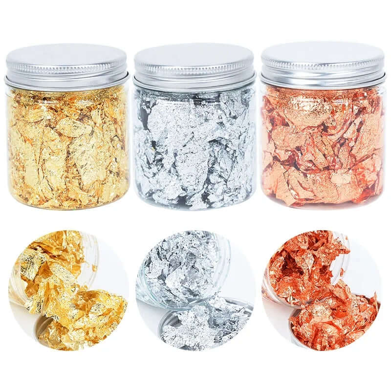 3g Gold Silver Copper Foil Sequins Leaf Flakes Jar