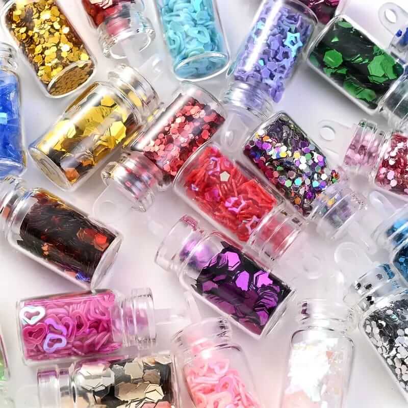 48/24/12 Mini Glitter Glass Bottles for Resin and DIY Crafts