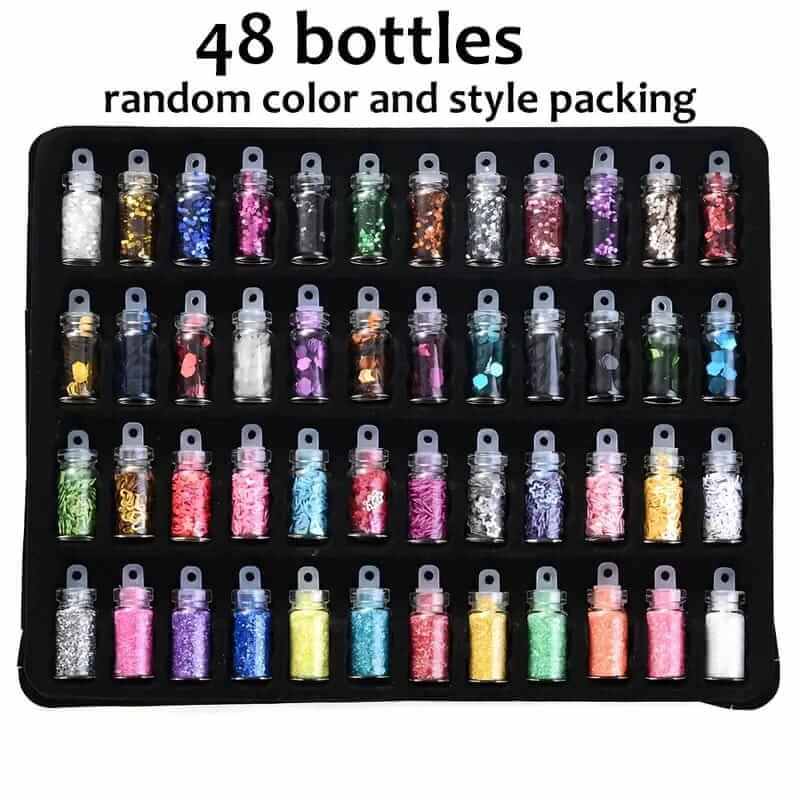 48/24/12 Mini Glitter Glass Bottles for Resin and DIY Crafts