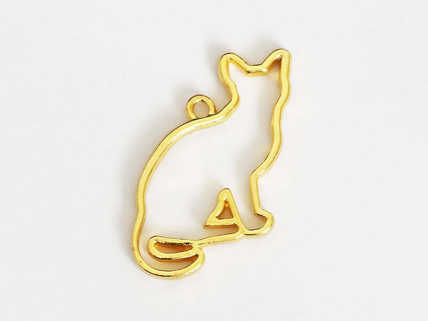 Gold Alloy Cat Hollow Blank Frame UV Resin Pendant Charm Jewelry Making Set of 6