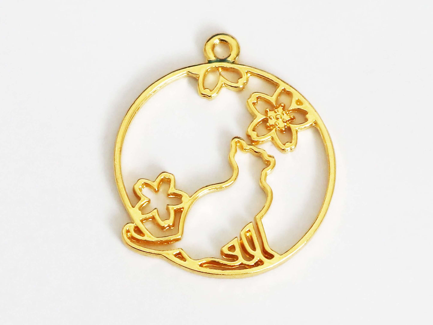 Gold Alloy Cat Hollow Blank Frame UV Resin Pendant Charm Jewelry Making Set of 6