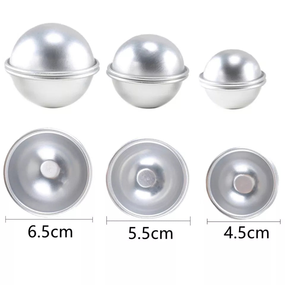 Bath Bomb Mould Set - Stainless Steel  4.5cm, 5.5cm, and 6.5cm